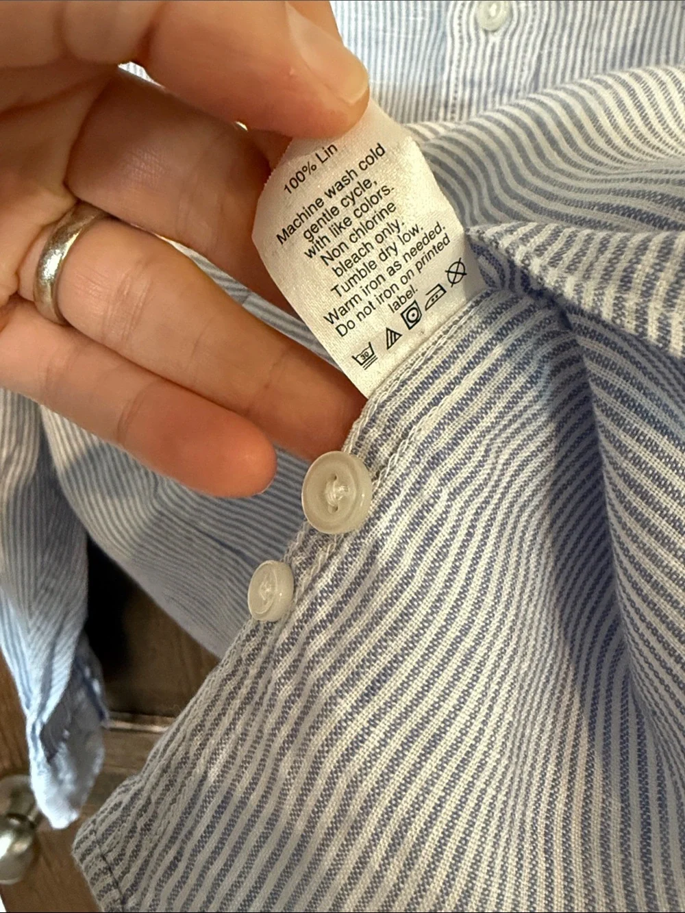 J. Crew Irish Linen by Baird McNutt Light Blue Pinstripe Button-Up Shirt Large